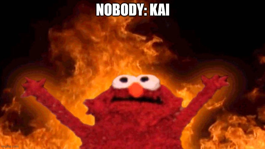 elmo fire | NOBODY: KAI | image tagged in elmo fire | made w/ Imgflip meme maker