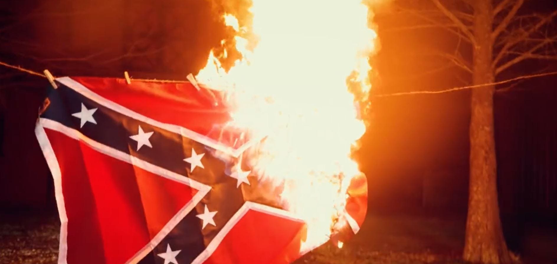 Burning confederate flag Blank Meme Template