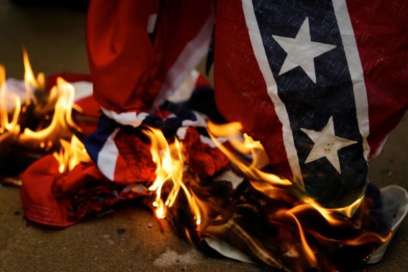 Burning confederate flag Blank Meme Template