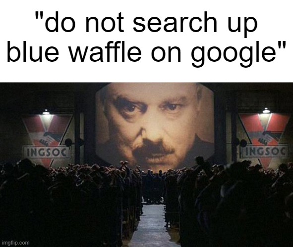 1984 | "do not search up blue waffle on google" | image tagged in 1984 | made w/ Imgflip meme maker
