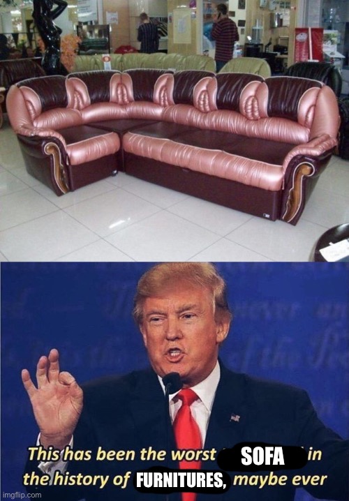 This was the Worst Sofa i ever seen. | SOFA; FURNITURES, | image tagged in donald trump worst trade deal,sofa,memes,you had one job,design fails,crappy design | made w/ Imgflip meme maker