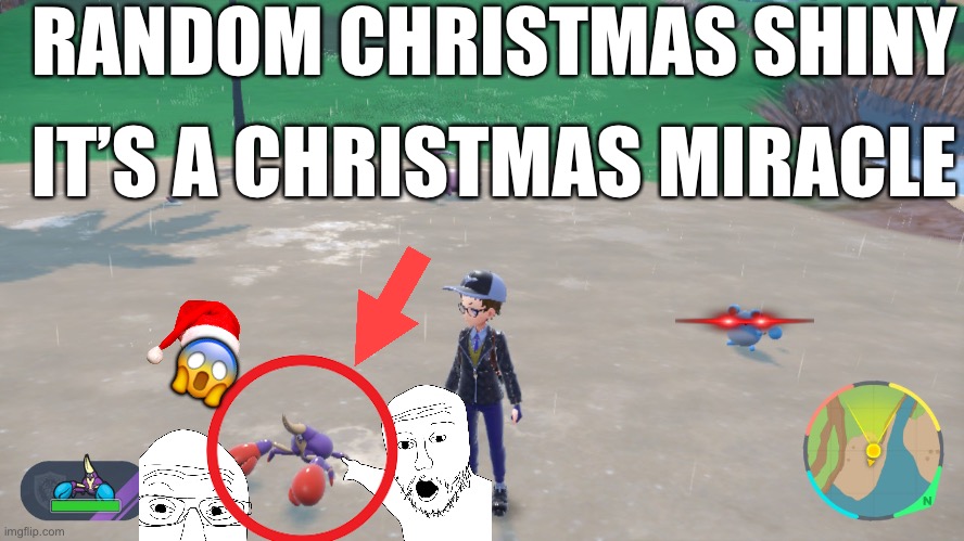 No way Christmas shiny (I also felt like messing around with the popular images thing lol) | RANDOM CHRISTMAS SHINY; IT’S A CHRISTMAS MIRACLE; 😱 | image tagged in shiny | made w/ Imgflip meme maker