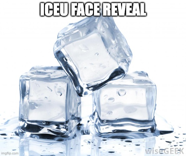 ice cubes | ICEU FACE REVEAL | image tagged in ice cubes | made w/ Imgflip meme maker