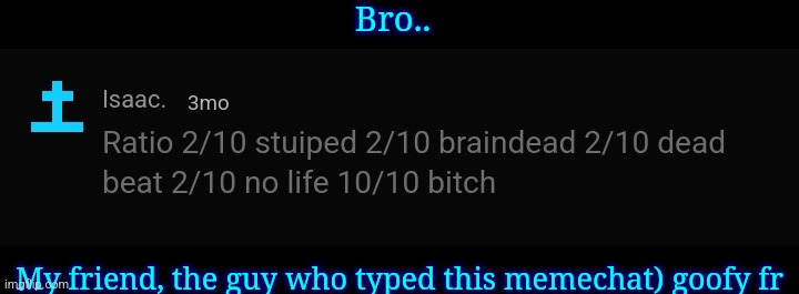 Bro.. My friend, the guy who typed this memechat) goofy fr | made w/ Imgflip meme maker