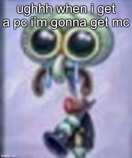 i wanna play it so bad | ughhh when i get a pc i’m gonna get mc | image tagged in squidwar cri | made w/ Imgflip meme maker