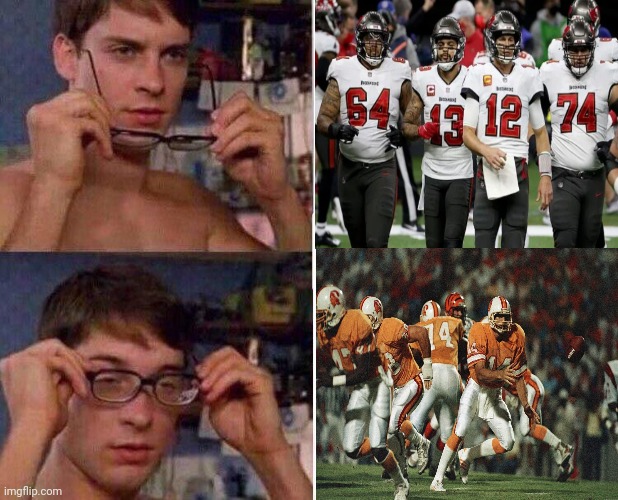 Bucs or Bucs? | image tagged in spiderman glasses | made w/ Imgflip meme maker