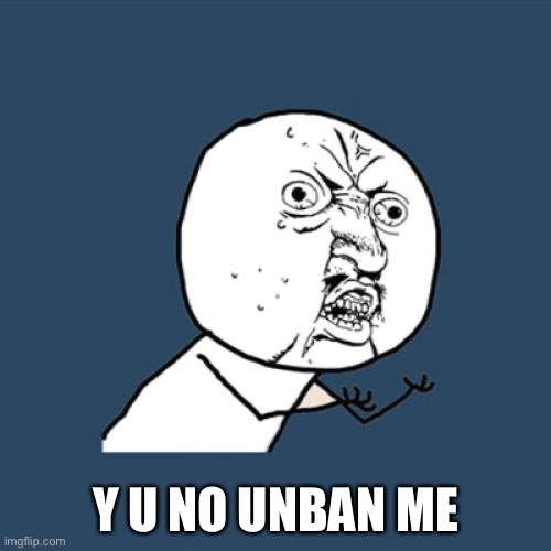 Umm, I got unbanned many months ago, and now I’m banned again?! Wtf | Y U NO UNBAN ME | image tagged in memes,y u no | made w/ Imgflip meme maker
