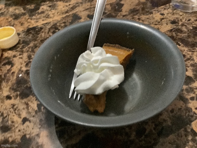 Pumpkin pie from thanksgiving | image tagged in pie,battle block theater,thanksgiving,cream,white,dessert | made w/ Imgflip meme maker