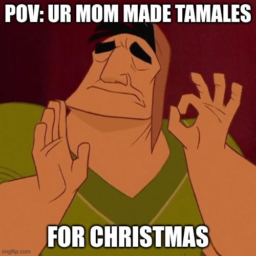 TAMALES | POV: UR MOM MADE TAMALES; FOR CHRISTMAS | image tagged in when x just right | made w/ Imgflip meme maker