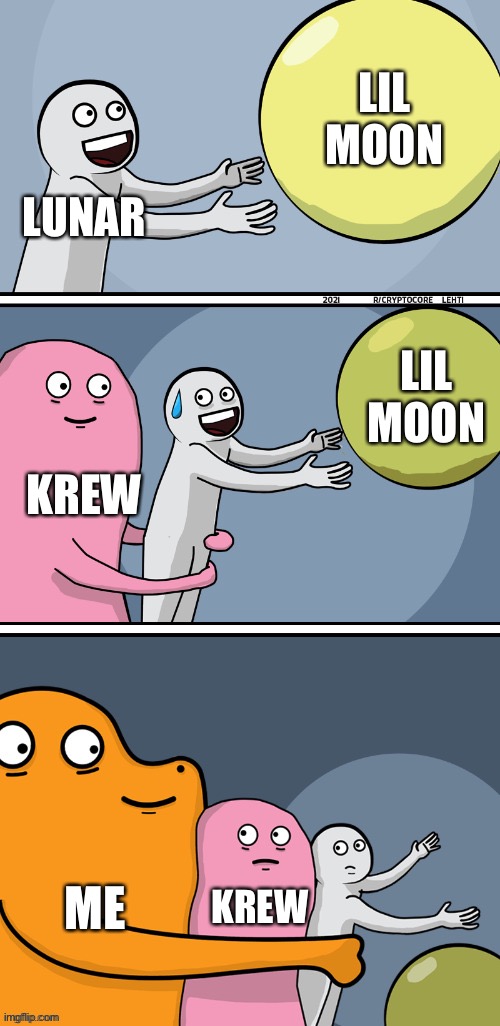 Running Away Balloon 2 - boxes | LIL MOON LUNAR LIL MOON KREW KREW ME | image tagged in running away balloon 2 - boxes | made w/ Imgflip meme maker