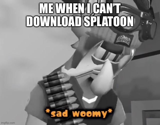 *sad woomy noises* | ME WHEN I CAN’T DOWNLOAD SPLATOON | image tagged in sad woomy | made w/ Imgflip meme maker