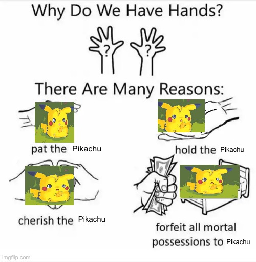 Why do we have hands? (all blank) | Pikachu; Pikachu; Pikachu; Pikachu | image tagged in why do we have hands all blank | made w/ Imgflip meme maker