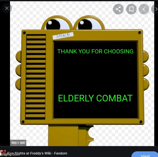 Hand unit | THANK YOU FOR CHOOSING; ELDERLY COMBAT | image tagged in hand unit | made w/ Imgflip meme maker