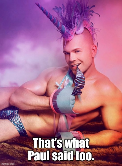 Sexy Gay Unicorn | That’s what Paul said too. | image tagged in sexy gay unicorn | made w/ Imgflip meme maker