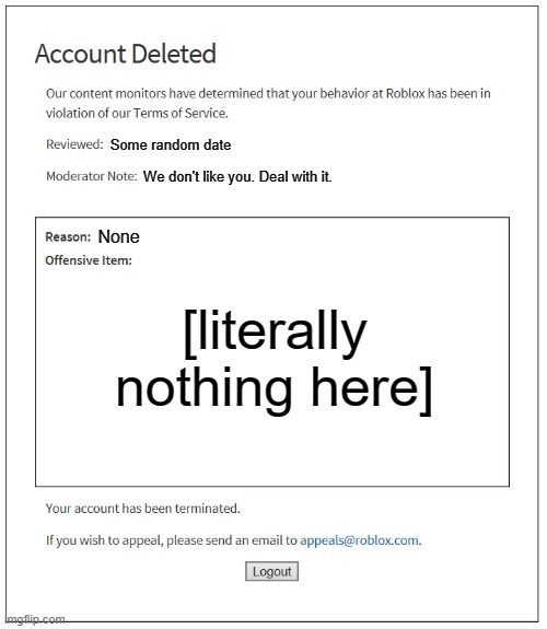 banned from ROBLOX - Imgflip
