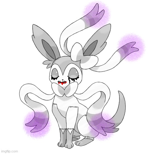 Day 1 of remaking sylveon into different types, Ghost type! | image tagged in pokemon,sylveon | made w/ Imgflip meme maker