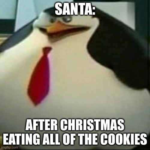 SANTA:; AFTER CHRISTMAS EATING ALL OF THE COOKIES | made w/ Imgflip meme maker