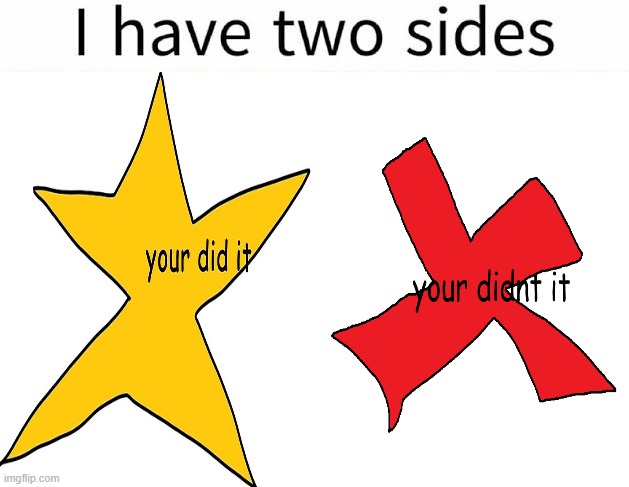 I have 2 sides | image tagged in i have 2 sides,your did it,ms paint | made w/ Imgflip meme maker