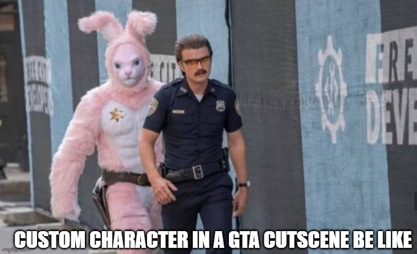 tell me which is your favorite gta and I'll upvote your comment :) | CUSTOM CHARACTER IN A GTA CUTSCENE BE LIKE | image tagged in gta | made w/ Imgflip meme maker