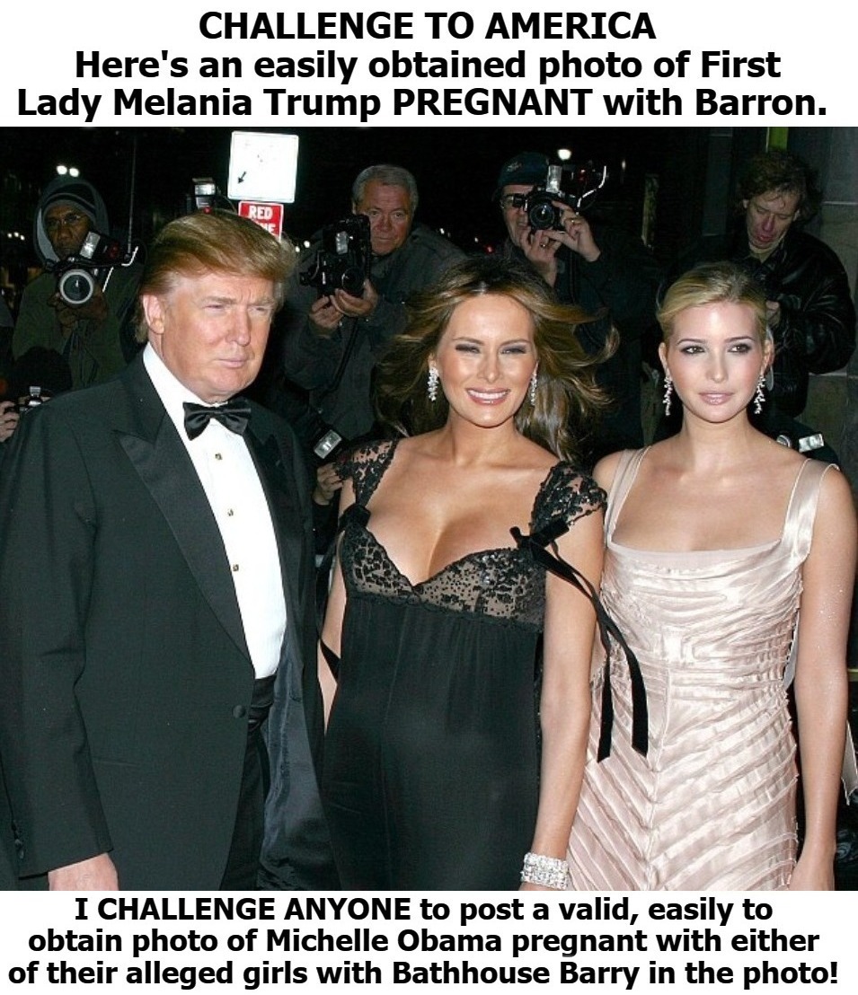 Challenge to America | image tagged in donald j trump,melania trump,melania trump pregnant,michelle obama pregnant,bathhouse barry,michael lavaughn robinson | made w/ Imgflip meme maker