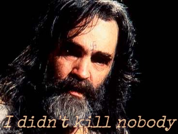 Charles Manson1 | I didn't kill nobody | image tagged in charles manson1 | made w/ Imgflip meme maker