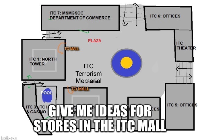 ITC Terrorism Memorial; GIVE ME IDEAS FOR STORES IN THE ITC MALL | made w/ Imgflip meme maker