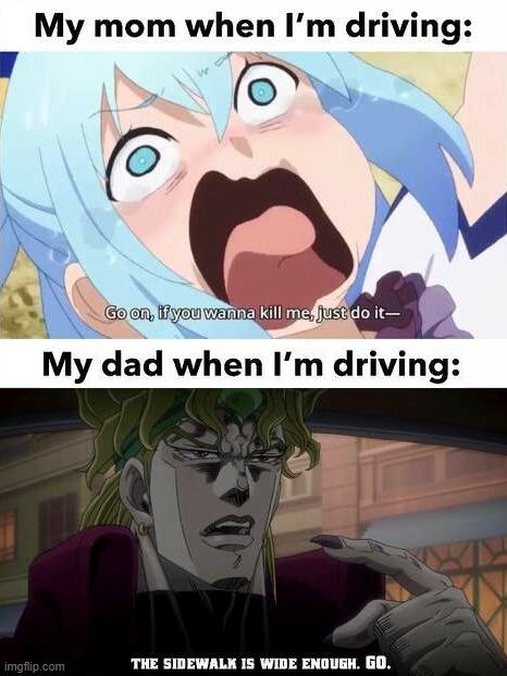 image tagged in anime,anime memes,weeb,driving,parents | made w/ Imgflip meme maker