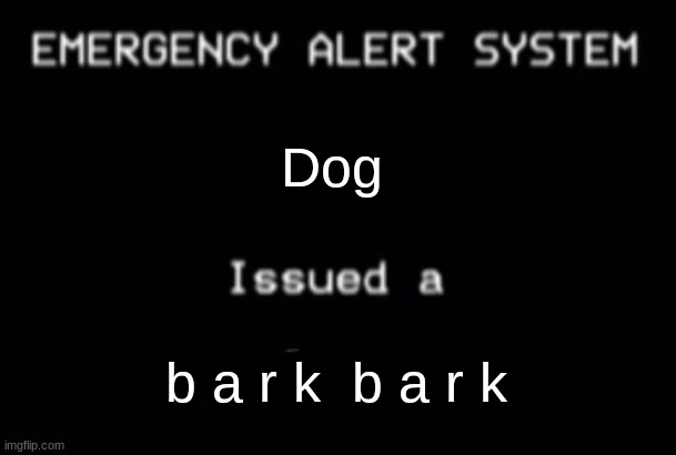 My teachers dog at 5 AM | Dog; b a r k  b a r k | image tagged in emergency alert system,dog,issued,a,bark | made w/ Imgflip meme maker