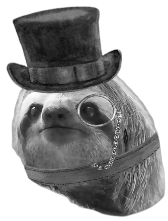 Monocle tophat sloth grayscale transparent Blank Meme Template