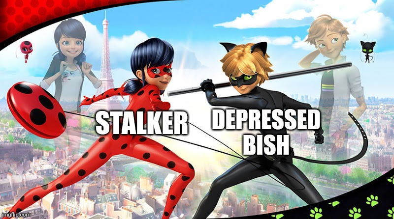 Miraculous Ladybug | STALKER; DEPRESSED BISH | image tagged in miraculous ladybug | made w/ Imgflip meme maker