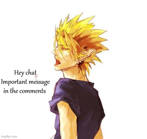 Hiruma Yoichi | Hey chat Important message in the comments | image tagged in hiruma yoichi | made w/ Imgflip meme maker