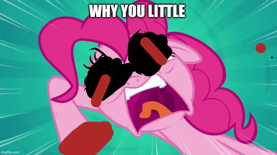 Pinkie  exe | WHY YOU LITTLE | image tagged in angry pinkie pie | made w/ Imgflip meme maker