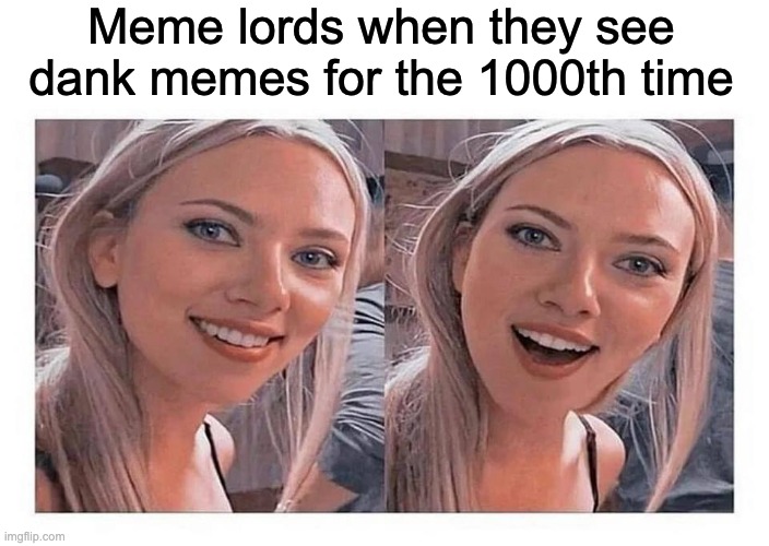 Dank memes | Meme lords when they see dank memes for the 1000th time | image tagged in meme lord,dank memes,happy woman | made w/ Imgflip meme maker