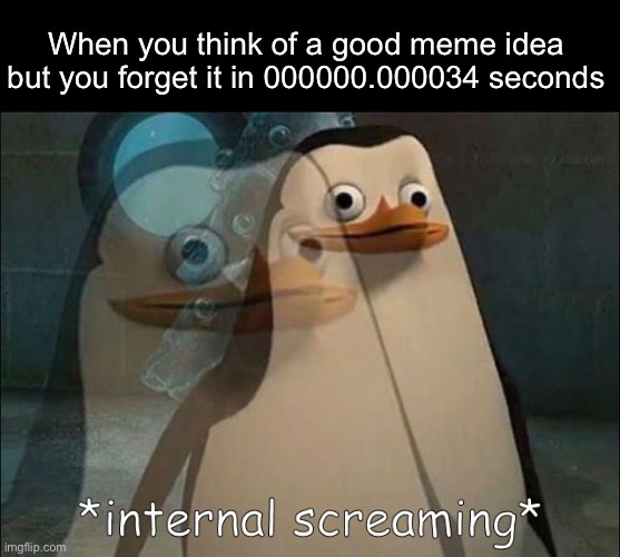 Happen to me so many times:( | When you think of a good meme idea but you forget it in 000000.000034 seconds | image tagged in private internal screaming | made w/ Imgflip meme maker