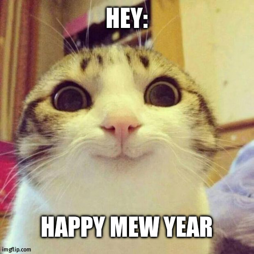 Advance mew mew mew meow | HEY:; HAPPY MEW YEAR | image tagged in memes,smiling cat | made w/ Imgflip meme maker