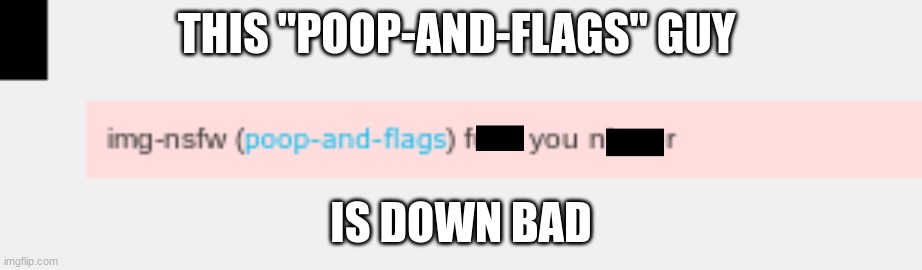 is this guy 6 years old? | THIS "POOP-AND-FLAGS" GUY; IS DOWN BAD | made w/ Imgflip meme maker