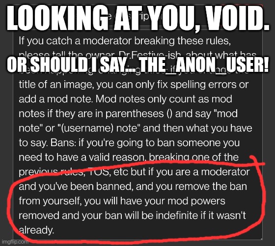 LOOKING AT YOU, VOID. OR SHOULD I SAY... THE_ANON_USER! | made w/ Imgflip meme maker
