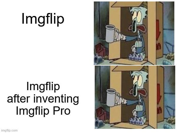 Fr tho, I want to see someone have Imgflip Pro | Imgflip; Imgflip after inventing Imgflip Pro | image tagged in imgflip,imgflip pro,fun,broke | made w/ Imgflip meme maker