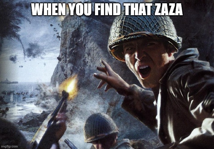 Soldiers Invading | WHEN YOU FIND THAT ZAZA | image tagged in soldiers invading | made w/ Imgflip meme maker