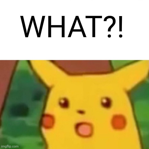 Surprised Pikachu Meme | WHAT?! | image tagged in memes,surprised pikachu | made w/ Imgflip meme maker