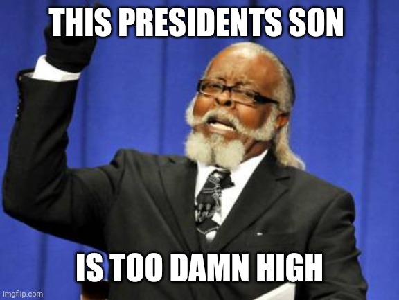 Too Damn High | THIS PRESIDENTS SON; IS TOO DAMN HIGH | image tagged in memes,too damn high | made w/ Imgflip meme maker