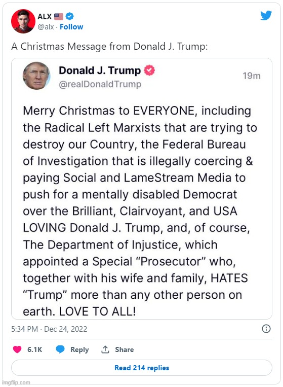 Trump's Christmas spirit | image tagged in trump's christmas spirit | made w/ Imgflip meme maker