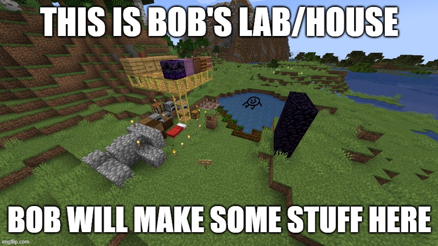 bob also does not know how to read | THIS IS BOB'S LAB/HOUSE; BOB WILL MAKE SOME STUFF HERE | made w/ Imgflip meme maker