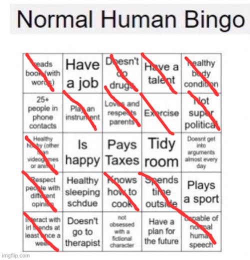 not quite there | image tagged in normal human bingo | made w/ Imgflip meme maker