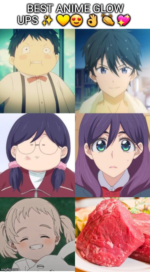 Connie glow up | BEST ANIME GLOW UPS ✨️ 💛😍 👌 👏 💖 | image tagged in memes,blank transparent square,the promised neverland,tpn,anime meme | made w/ Imgflip meme maker