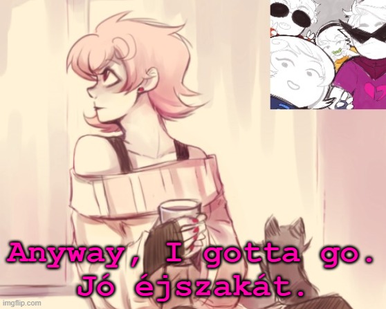 jó éjszakát, chat | Anyway, I gotta go.
Jó éjszakát. | image tagged in another roxy temp | made w/ Imgflip meme maker