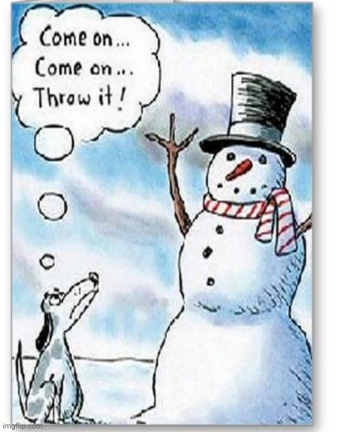 JUST WAIT FOR HIM TO MELT | image tagged in dog,snowman,winter,comics/cartoons | made w/ Imgflip meme maker