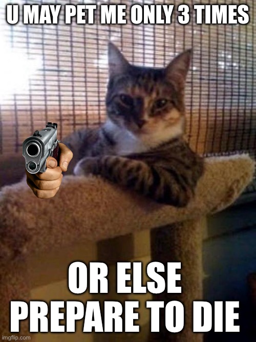 The Most Interesting Cat In The World |  U MAY PET ME ONLY 3 TIMES; OR ELSE PREPARE TO DIE | image tagged in memes,the most interesting cat in the world | made w/ Imgflip meme maker