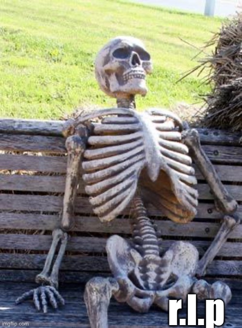 Waiting Skeleton Meme | r.I.p | image tagged in memes,waiting skeleton | made w/ Imgflip meme maker