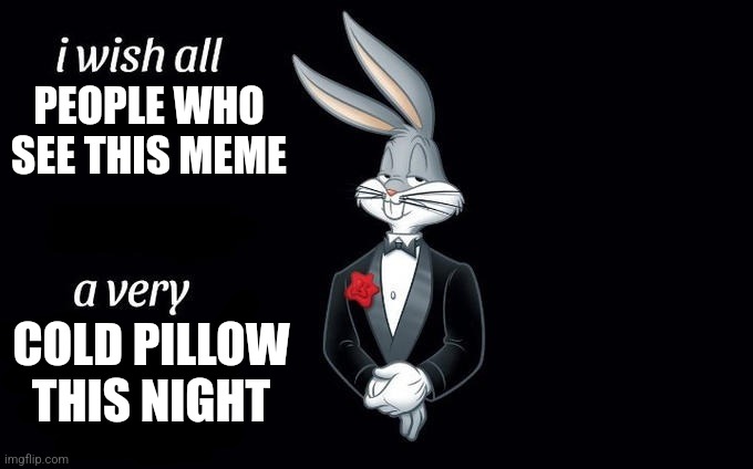 May your pillow be cold | PEOPLE WHO SEE THIS MEME; COLD PILLOW THIS NIGHT | image tagged in i wish all x a very y,cold pillow | made w/ Imgflip meme maker